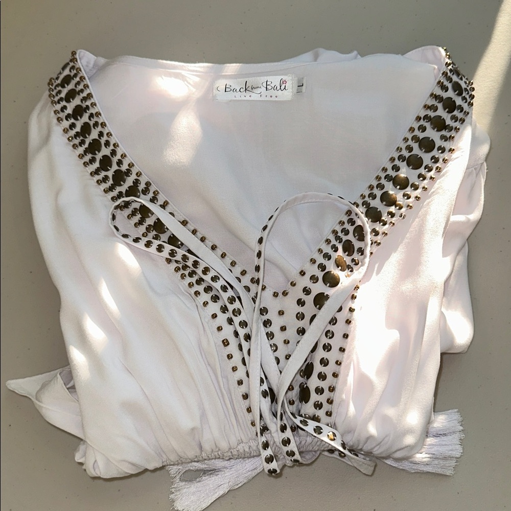 Back from Bali Elegant White Swim Cover-Up Size Large. - Picture 15 of 15